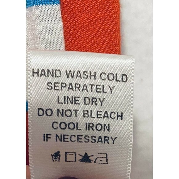 Pleione Womens Striped Top Button Back Closure Orange Scoop Neck Boho Large - Picture 7 of 8